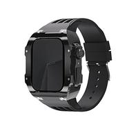 GANYUU Estuche de modificación de reloj transparente de lujo, para Apple Watch de 44 mm, 45 mm, kit de modificación de bricolaje + correa de goma, para Apple Watch Band 45/44 mm SE 8 7 6 5 4 SE, For