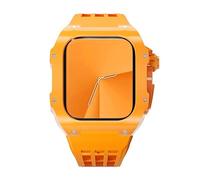 GANYUU Estuche de modificación de reloj transparente de lujo, para Apple Watch de 44 mm, 45 mm, kit de modificación de bricolaje + correa de goma, para Apple Watch Band 45/44 mm SE 8 7 6 5 4 SE, For