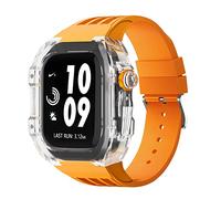 GANYUU Estuche de modificación de reloj transparente de lujo, para Apple Watch de 44 mm, 45 mm, kit de modificación de bricolaje + correa de goma, para Apple Watch Band 45/44 mm SE 8 7 6 5 4 SE, For