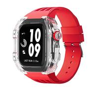 GANYUU Estuche de modificación de reloj transparente de lujo, para Apple Watch de 44 mm, 45 mm, kit de modificación de bricolaje + correa de goma, para Apple Watch Band 45/44 mm SE 8 7 6 5 4 SE, For