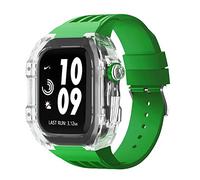GANYUU Estuche de modificación de reloj transparente de lujo, para Apple Watch de 44 mm, 45 mm, kit de modificación de bricolaje + correa de goma, para Apple Watch Band 45/44 mm SE 8 7 6 5 4 SE, For