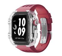 GANYUU Estuche de modificación de reloj transparente de lujo, para Apple Watch de 44 mm, 45 mm, kit de modificación de bricolaje + correa de goma, para Apple Watch Band 45/44 mm SE 8 7 6 5 4 SE, For