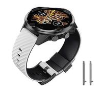 GANYUU For Suunto 7 Correa de silicona suave Suunto 9 Pulsera de repuesto para hombres y mujeres Suunto 9 Baro Correa de reloj deportivo para Suunto 9 Spartan Suunto 9 Correa de reloj GPS(White-Black)
