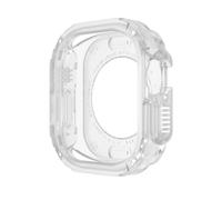 GANYUU Funda 2 en 1 para Apple Watch Series 8/7/SE/6/5/4 Ultra 41mm 45mm 40mm 44mm 49mm TPU PC Protector a prueba de golpes para iwatch(Transparent,44mm)