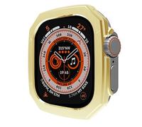 GANYUU Funda brillante chapada en PC para Apple Watch Ultra 49mm 8 7 41mm 45mm parachoques para IWatch Series 6 SE 5 4 40 44mm cubierta protectora Bazel(Gold,Ultra 49MM)