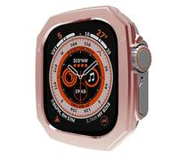 GANYUU Funda brillante chapada en PC para Apple Watch Ultra 49mm 8 7 41mm 45mm parachoques para IWatch Series 6 SE 5 4 40 44mm cubierta protectora Bazel(Rose gold,40MM)
