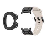 GANYUU Funda con correa 2 en 1 para Samsung Galaxy Watch 7 Ultra 47mm pulsera de silicona funda protectora de pantalla para Galaxy Watch 7 Ultra WatchBands(Starlight black)