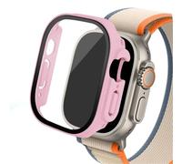 GANYUU Funda de cristal para Apple Watch Ultra 2, Protector de pantalla de PC para smar twatch de 49mm, cubierta templada, accesorios de banda de la serie iwatch(Red pink 06,Ultra 2 49mm)