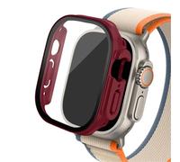 GANYUU Funda de cristal para Apple Watch Ultra 2, Protector de pantalla de PC para smar twatch de 49mm, cubierta templada, accesorios de banda de la serie iwatch(Wine red 14,Ultra 2 49mm)