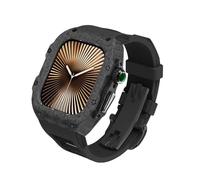 GANYUU Funda de fibra de carbono para Apple Watch S10 9 8 7 6 5 4 SE 42 mm, 44 mm, 45 mm, 46 mm, 49 mm, kit de modificación, correa de goma deportiva, para iWatch Series 10 42 46 Luxury Refit Mod,