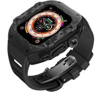 GANYUU Funda de fibra de carbono para reloj, kit de correa de goma, para Apple Watch Ultra 8/7/6/5/4/SE de 49 mm, 45 mm, 44 mm, correa deportiva transpirable para hombre, accesorios de repuesto, 44mm,