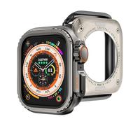 GANYUU Funda de parachoques de metal para Apple Watch S10 42 mm S10 46 mm 45 mm 44 mm Cubierta protectora de marco para iWatch Series 9 8 7 6 5 4 SE Cambiar a Ultra 2 49 mm(Grey,S10 42mm)