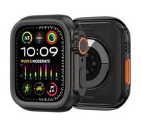 GANYUU Funda de reloj de aleación para Apple Watch Series S10 46mm S9 S8 S7 S6 44MM 45MM funda protectora de marco funda de parachoques de Metal(Black,45mm)