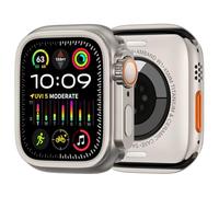GANYUU Funda de reloj de aleación para Apple Watch Series S10 46mm S9 S8 S7 S6 44MM 45MM funda protectora de marco funda de parachoques de Metal(Titanium color,S10 46mm)
