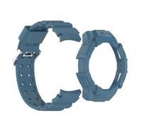 GANYUU Funda de silicona con correa para Samsung Galaxy Watch 7 fit Watch7, funda protectora tipo armadura de 40mm y 44mm, funda para correa de reloj 2 en 1(Blue,Watch7 40mm)