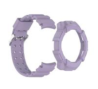 GANYUU Funda de silicona con correa para Samsung Galaxy Watch 7 fit Watch7, funda protectora tipo armadura de 40mm y 44mm, funda para correa de reloj 2 en 1(Purple,Watch7 40mm)