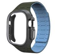 GANYUU Funda de TPU Correa de silicona para Apple Watch Band Ultra 2 49 mm 45 mm 44 mm 41 mm Funda protectora Pulsera para Iwatch Series 9 8 7 6 5 4 Correas de reloj(GreenU grey,49mm)