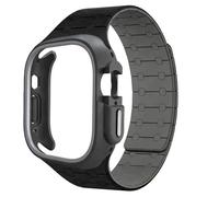 GANYUU Funda de TPU Correa de silicona para Apple Watch Band Ultra 2 49 mm 45 mm 44 mm 41 mm Funda protectora Pulsera para Iwatch Series 9 8 7 6 5 4 Correas de reloj(Black BH,49mm)