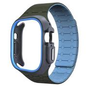GANYUU Funda de TPU Correa de silicona para Apple Watch Band Ultra 2 49 mm 45 mm 44 mm 41 mm Funda protectora Pulsera para Iwatch Series 9 8 7 6 5 4 Correas de reloj(GreenU BU,44mm)