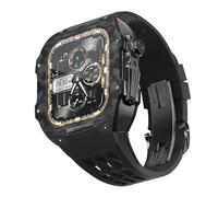 GANYUU Funda ligera de fibra de carbono con correa de goma fluorada, para Apple Watch 9/8/7/6/5/4 Series 44/45 mm, kit de actualización de correa de repuesto, 45mm, Ágata