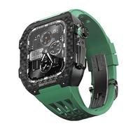 GANYUU Funda ligera de fibra de carbono con correa de goma fluorada, para Apple Watch 9/8/7/6/5/4 Series 44/45 mm, kit de actualización de correa de repuesto, 44mm, Ágata