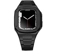 GANYUU Funda resistente de acero inoxidable para Apple Watch 8, 7, 45 mm, 41 mm, kit de mod, cubierta de metal, correa de repuesto para reloj de acero para hombre, compatible con reloj de 44 mm, 6, 5,
