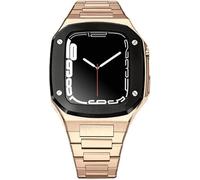 GANYUU Funda resistente de acero inoxidable para Apple Watch 8, 7, 45 mm, 41 mm, kit de mod, cubierta de metal, correa de repuesto para reloj de acero para hombre, compatible con reloj de 44 mm, 6, 5,