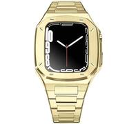 GANYUU Funda resistente de acero inoxidable para Apple Watch 8, 7, 45 mm, 41 mm, kit de mod, cubierta de metal, correa de repuesto para reloj de acero para hombre, compatible con reloj de 44 mm, 6, 5,