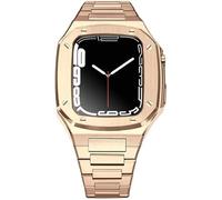 GANYUU Funda resistente de acero inoxidable para Apple Watch 8, 7, 45 mm, 41 mm, kit de mod, cubierta de metal, correa de repuesto para reloj de acero para hombre, compatible con reloj de 44 mm, 6, 5,