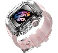 GANYUU Funda transparente Glacier Watch + correa de silicona Urban Sport Mod Kit, para Apple Watch Ultra 8 49 mm, 7 45 mm, 6 5 4 SE 44 mm, serie de correa de goma mejorada, 49MM, Ágata