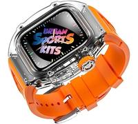 GANYUU Funda transparente Glacier Watch + correa de silicona Urban Sport Mod Kit, para Apple Watch Ultra 8 49 mm, 7 45 mm, 6 5 4 SE 44 mm, serie de correa de goma mejorada, 45MM, Ágata