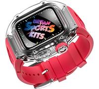 GANYUU Funda transparente Glacier Watch + correa de silicona Urban Sport Mod Kit, para Apple Watch Ultra 8 49 mm, 7 45 mm, 6 5 4 SE 44 mm, serie de correa de goma mejorada, 49MM, Ágata