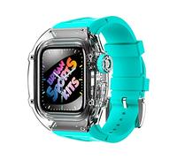 GANYUU Juego de bisel de correa de goma transparente para Apple Watch de 44 mm, 45 mm, Series 9, 8, 7, 6, 5, 4, SE, correa de repuesto para pulsera deportiva, 44mm, Ágata
