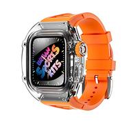 GANYUU Juego de bisel de correa de goma transparente para Apple Watch de 44 mm, 45 mm, Series 9, 8, 7, 6, 5, 4, SE, correa de repuesto para pulsera deportiva, 44mm, Ágata