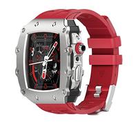 GANYUU Juego de caja de reloj de aleación de zinc y correa de goma para Apple Watch Series 9/8/7 de 45 mm, 6/5/4/SE de 44 mm, repuesto para correa de reloj, 44mm, Ágata