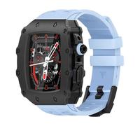 GANYUU Juego de caja de reloj de aleación de zinc y correa de goma para Apple Watch Series 9/8/7 de 45 mm, 6/5/4/SE de 44 mm, repuesto para correa de reloj, 45mm, Ágata