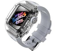 GANYUU Juego de correa de reloj de goma transparente para mujer, para Apple Watch 8, 7, 6, 5, 4 SE, funda de silicona para reloj deportivo, para iWatch de 44 mm y 45 mm, For 45mm, Ágata