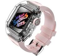 GANYUU Juego de correa de reloj de goma transparente para mujer, para Apple Watch 8, 7, 6, 5, 4 SE, funda de silicona para reloj deportivo, para iWatch de 44 mm y 45 mm, For 45mm, Ágata