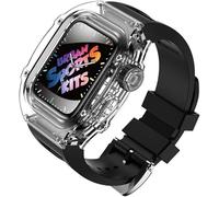 GANYUU Juego de correa de reloj de goma transparente para mujer, para Apple Watch 8, 7, 6, 5, 4 SE, funda de silicona para reloj deportivo, para iWatch de 44 mm y 45 mm, For 44mm, Ágata