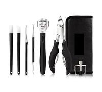 GANYUU Juego de pedicura para uñas de los pies encarnados pinzas para uñas de los pies cortadoras de piel muerta removedor de suciedad de acero inoxidable cortadores de manicura herramientas (color : 7 piezas balck)