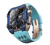 GANYUU Kit de adaptación de correa de reloj de goma de fibra de carbono de lujo, para Apple Watch 9, 8, 7, 6, SE, 5, 4, Series 44 mm, 45 mm, reemplazo de correa de reloj de repuesto, 44mm, Ágata