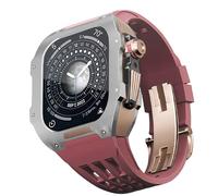 GANYUU Kit de correa de goma con bisel de aleación de titanio, para Apple Watch SE/4/5/6, accesorios de repuesto de reloj, caja de reloj de acero inoxidable, correa de goma, para iWatch de 44 mm,