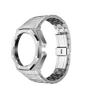 GANYUU Kit de correa de modificación para HUAWEI GT Cyber Watch Case, correa de reloj, pulsera con bisel de acero inoxidable, pulsera de silicona de repuesto(Silver)