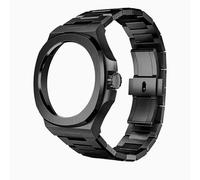 GANYUU Kit de correa de modificación para HUAWEI GT Cyber Watchcase, correa de reloj, pulsera con bisel de acero inoxidable, pulsera de Metal de repuesto, correas de reloj(Black strap)