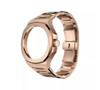 GANYUU Kit de correa de modificación para HUAWEI GT Cyber Watchcase, correa de reloj, pulsera con bisel de acero inoxidable, pulsera de Metal de repuesto, correas de reloj(Rose Gold strap)