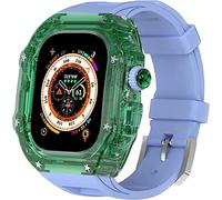 GANYUU Kit de correa de reloj transparente, para Apple Watch Ultra 9, 8, 49 mm, 7, 6, 5, 4, SE, 44 mm, 45 mm, funda de reloj totalmente transparente y correa de reloj de repuesto, 49mm, Ágata