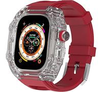 GANYUU Kit de correa de reloj transparente, para Apple Watch Ultra 9, 8, 49 mm, 7, 6, 5, 4, SE, 44 mm, 45 mm, funda de reloj totalmente transparente y correa de reloj de repuesto, 44mm, Ágata