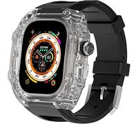 GANYUU Kit de correa de reloj transparente, para Apple Watch Ultra 9, 8, 49 mm, 7, 6, 5, 4, SE, 44 mm, 45 mm, funda de reloj totalmente transparente y correa de reloj de repuesto, 45mm, Ágata