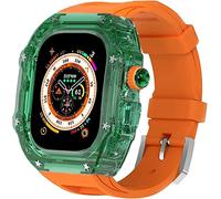 GANYUU Kit de correa de reloj transparente, para Apple Watch Ultra 9, 8, 49 mm, 7, 6, 5, 4, SE, 44 mm, 45 mm, funda de reloj totalmente transparente y correa de reloj de repuesto, 49mm, Ágata