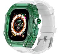GANYUU Kit de correa de reloj transparente, para Apple Watch Ultra 9, 8, 49 mm, 7, 6, 5, 4, SE, 44 mm, 45 mm, funda de reloj totalmente transparente y correa de reloj de repuesto, 45mm, Ágata